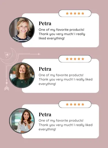 Lila Mystic Gold Testimonial Vorlage fuer Thrivecart